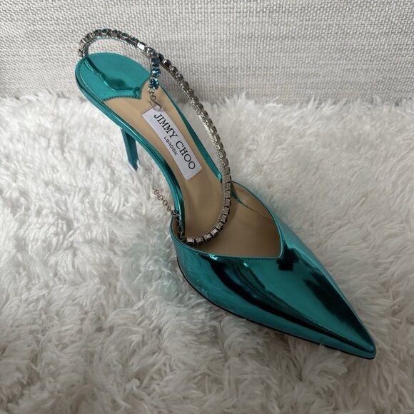 Jimmy Choo Teal Stiletto Heels - Picture 2 of 10